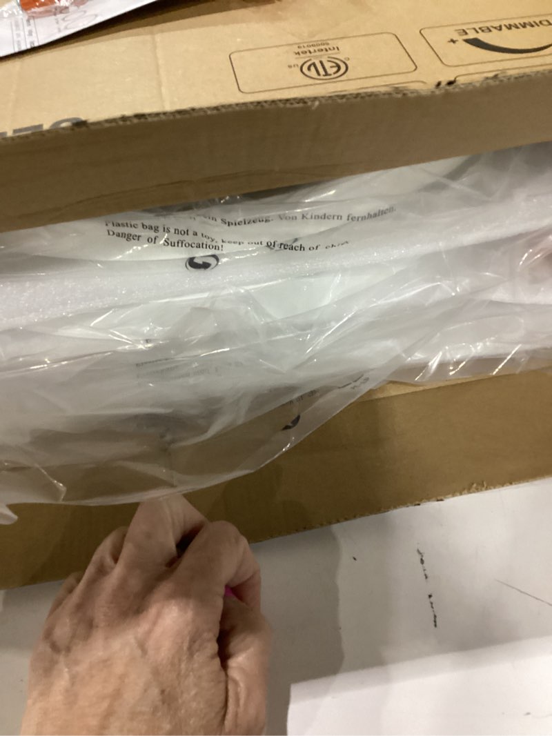 Condition photo showing As Is for lmp 15.8inch flush mount ceiling light 36w, 3cct selectable (3000k/4000k/5000k) dimmable ceiling light fixture, 2200lm white thin round led ceiling light flush mount for bedroom,2 packs, tel white 2 packs