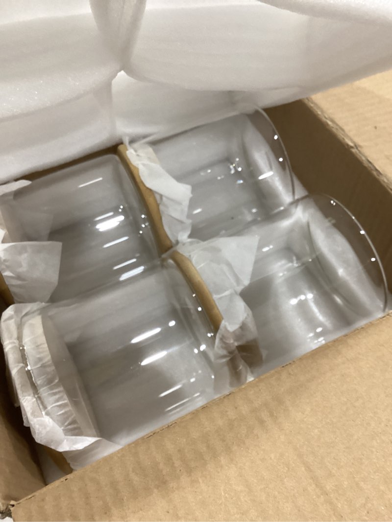 Condition photo showing Good Condition for lawei 4 pack glass storage jars with airtight bamboo lids, 18.6 oz clear glass kitchen canisters food storage container for dry goods, serving tea, coffee, spice, candy, cookie
