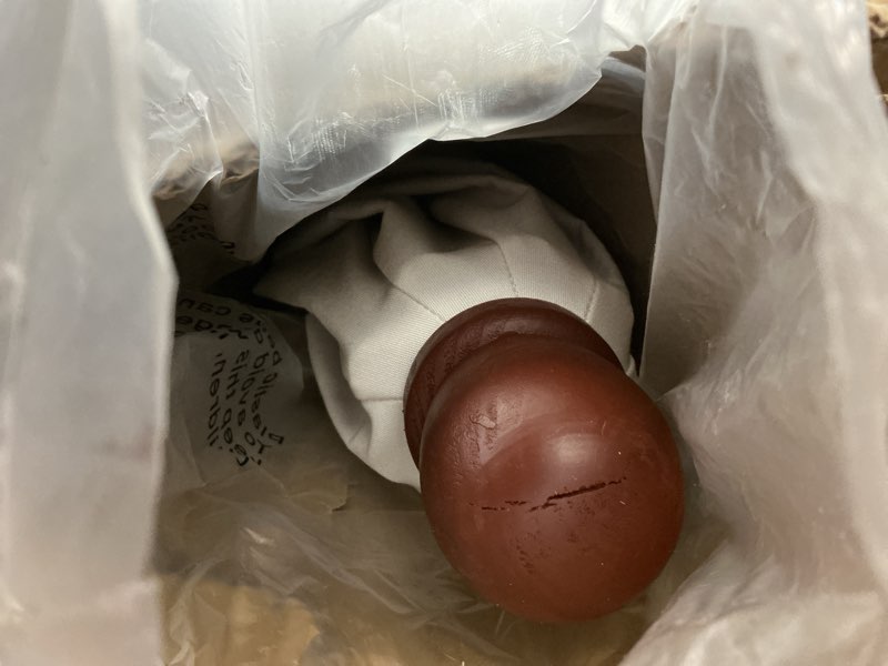 Condition photo showing As Is for California Umbrella 9' Premium Commercial Hardwood Patio Umbrella, Manual Lift With Sunbrella Natural Fabric