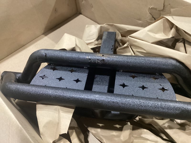 Condition photo showing As Is for similar to stock photos tyger auto tg-hs8u81238 hitch armor compatible with vehicles with 2\" hitch receiver | textured black | hitch step | rear bumper guard protector | with pin lock and stabilizer