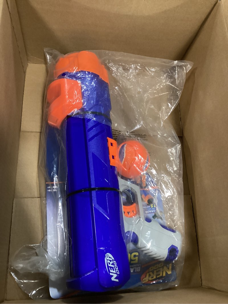 Condition photo showing As Is for Nerf Dog Tennis Ball Blaster Dog Toy Blue/Orange, 16 Inch Compact Blaster with 1 Ball