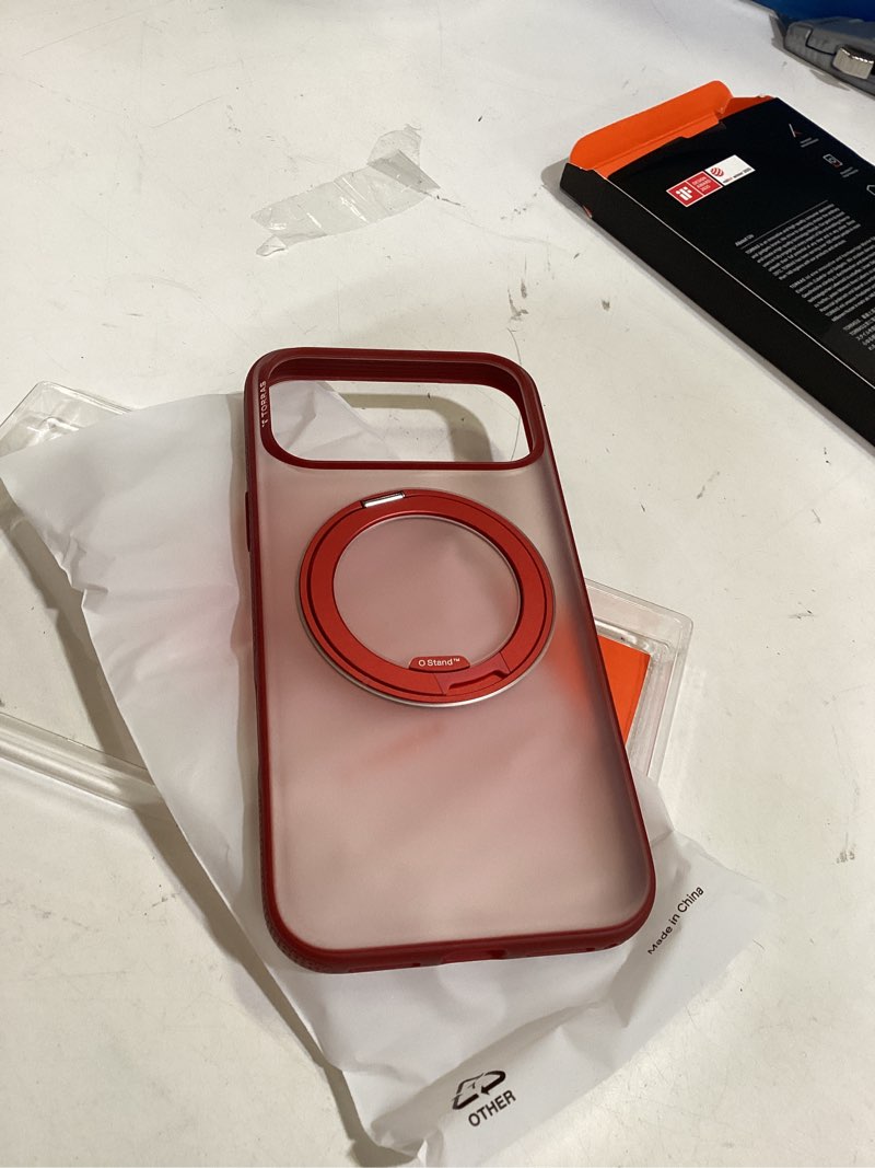 Condition photo showing Good Condition for torras 360 magnetic stand for iphone 17 pro max case, [fit for magsafe] [4x military-grade protection] slim case for iphone 17 pro max, 6.9", translucent burgundy red, ostand o3 fitness series g-burgundy red for iphone 17 pro max