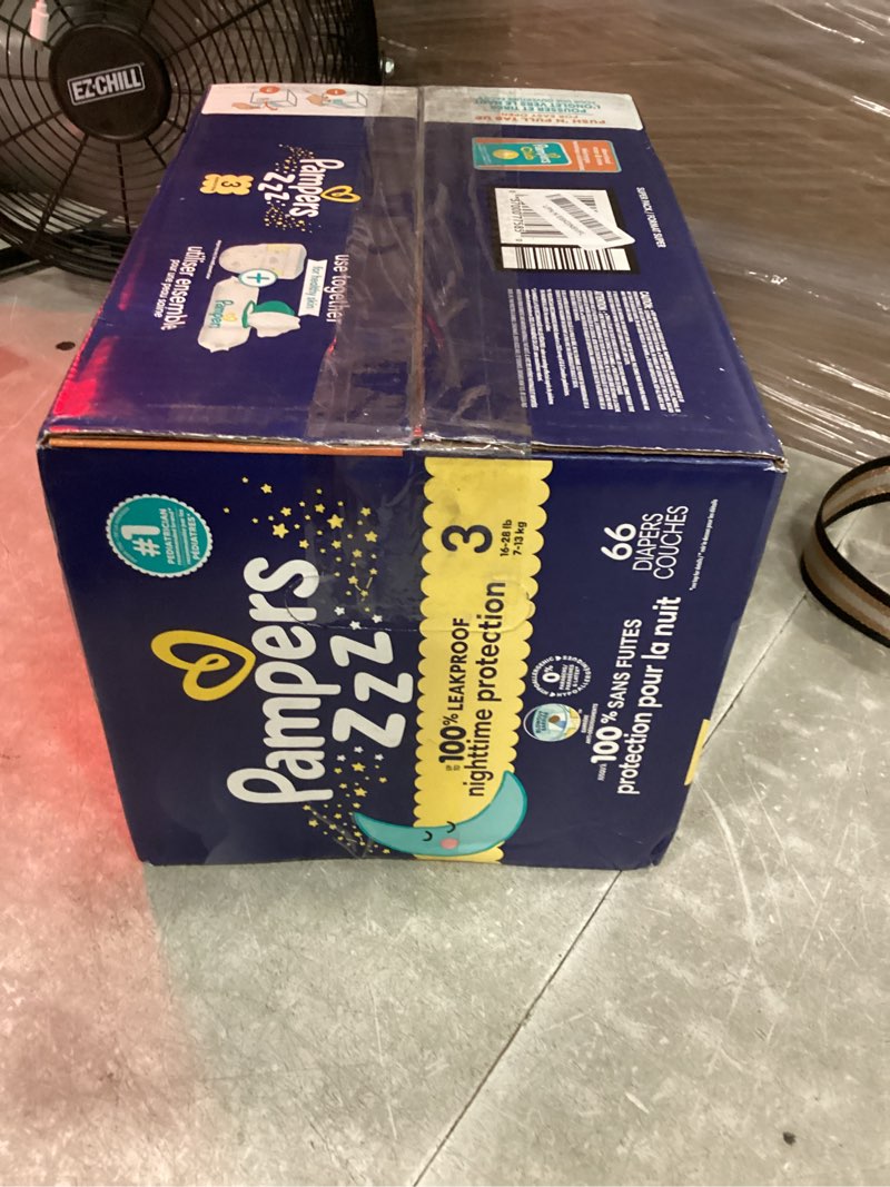 Condition photo showing New/Like New for pampers zzz overnight diapers, size 3 (16-28 lbs), 66 count, nighttime protection disposable baby diaper, night time leak and skin protection size 3 66