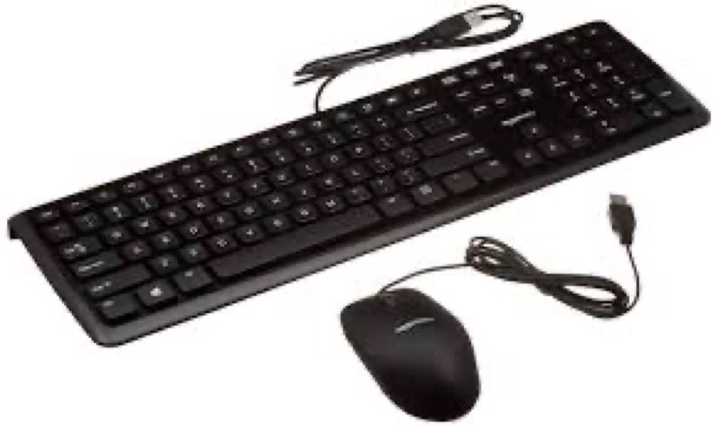AmazonBasics USB Wired Computer Keyboard and Wired Mouse Bundle Pack Bundle High-Speed 4K HDMI Cable - 6 Feet