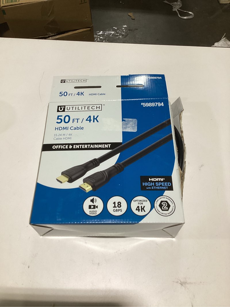Condition photo showing As Is for Utilitech 4k HDMI to HDMI 50-ft Black