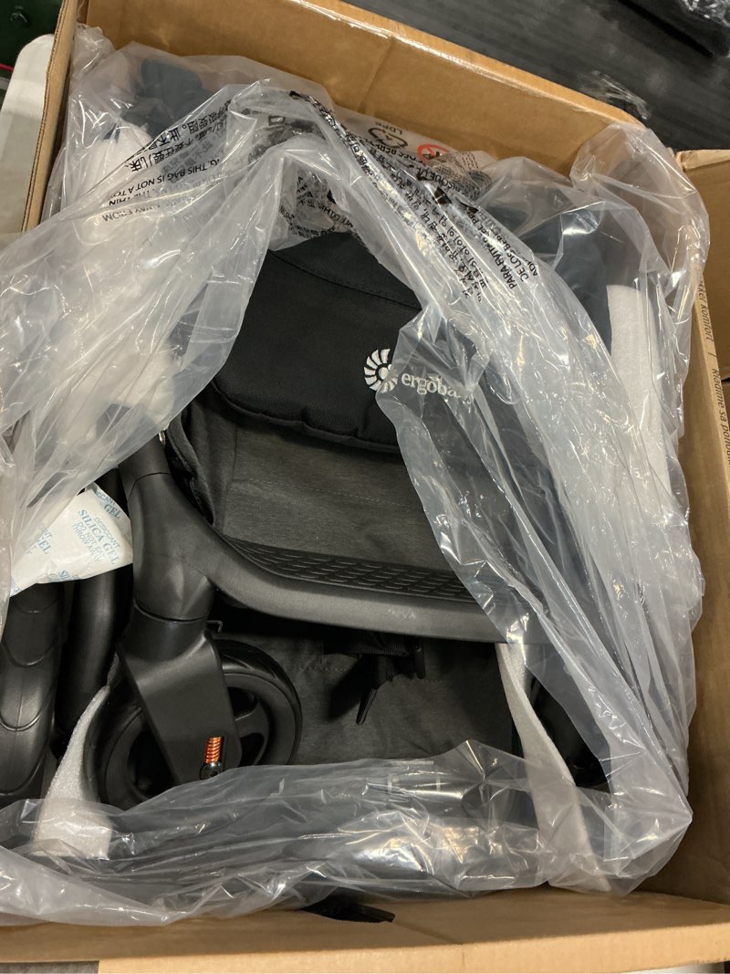 Condition photo showing New/Like New for ergobaby metro+ compact baby stroller, lightweight umbrella stroller folds down for overhead airplane storage (carries up to 50 lbs), car seat compatible, black black metro+