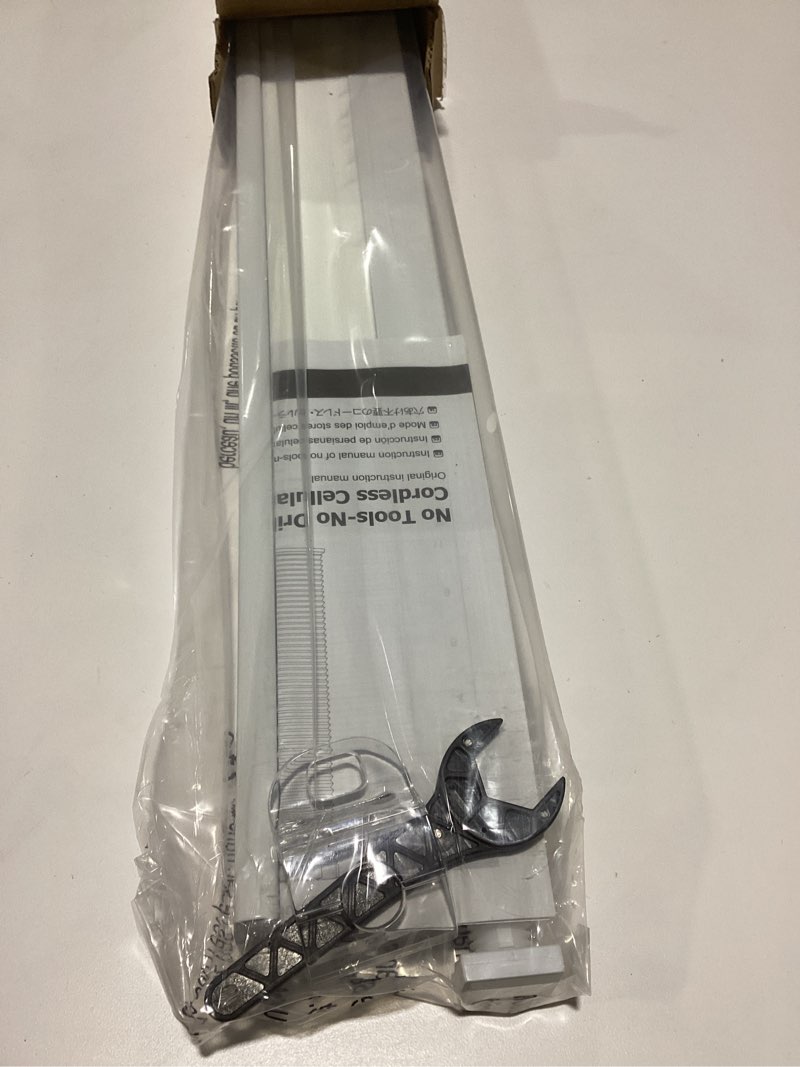 Condition photo showing Good Condition for LazBlinds Cordless Cellular Shades, No Tools No Drill Light Filtering Honeycomb Shades Pleated Blinds for Windows, 29'' W x 64'' H, White Light Filtering-white 29'' W x 64'' H