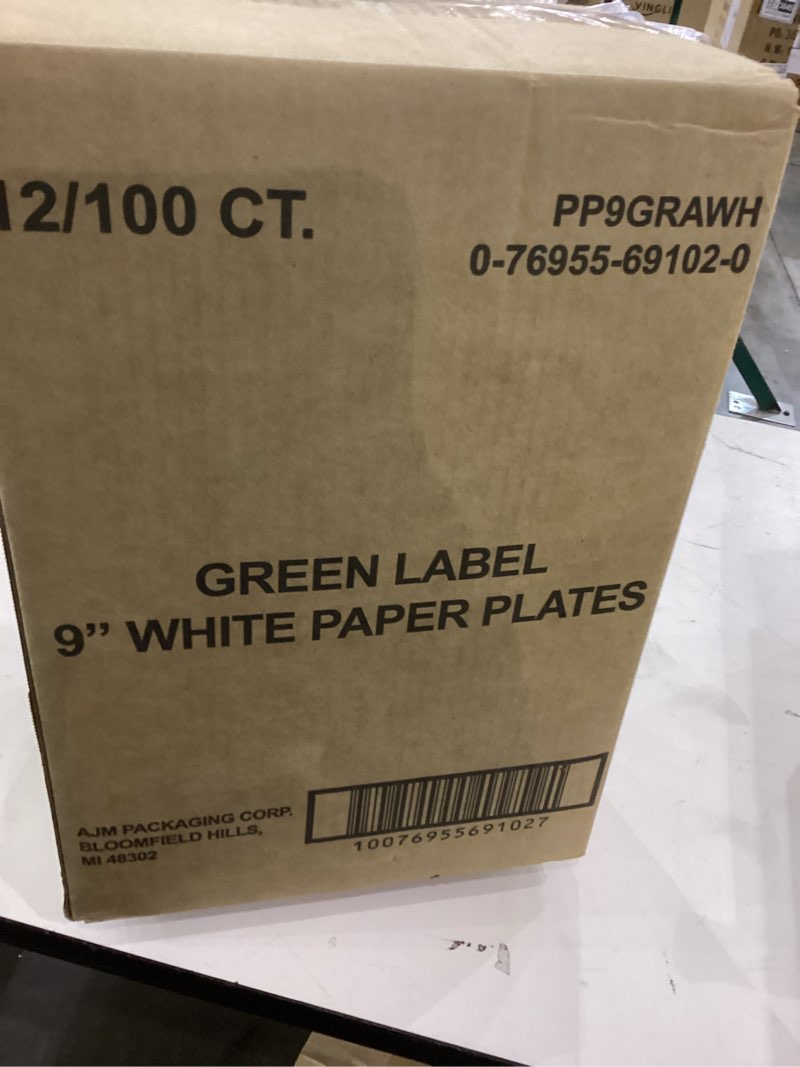 Green label 9” paper plates