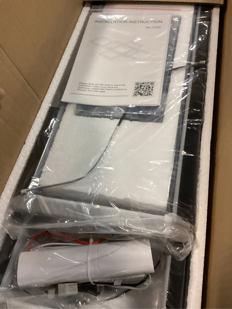 Condition photo showing Good Condition for GEADI Large Modern LED Ceiling Light, 35.4" Dimmable Flush Mount Ceiling Lights with Remote Control, Black 3 Rectangular Light Fixtures for Kitchen Bedroom Dining Room(3000-6500K) 35.4in-50W/ Black