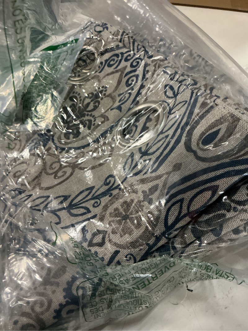 Condition photo showing Good Condition for vangao vintage damask blue curtains 84 inch long blackout curtains linen textured floral paisley medallion print for bedroom living room darkening drapes window treatment 2 panels navy on beige 52"w x 84"l (pack of 2) damask blue on beige