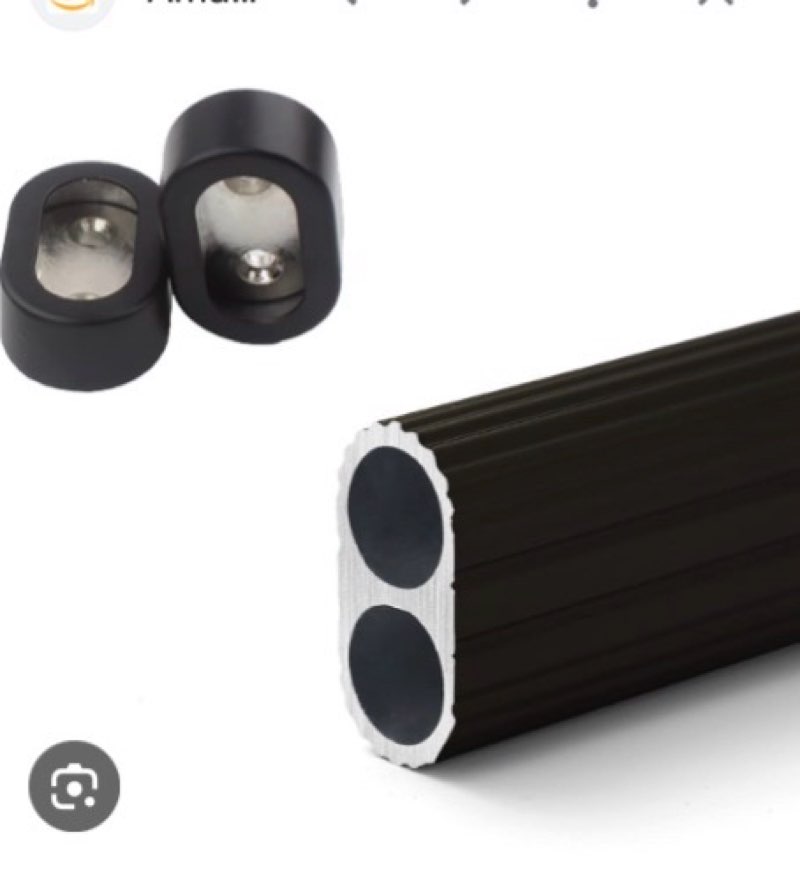 Aluminium Alloy Oval Closet Rod, 24 Inch Heavy Duty Wardrobe Hanging Rod, Durable Oval Shape for Clo