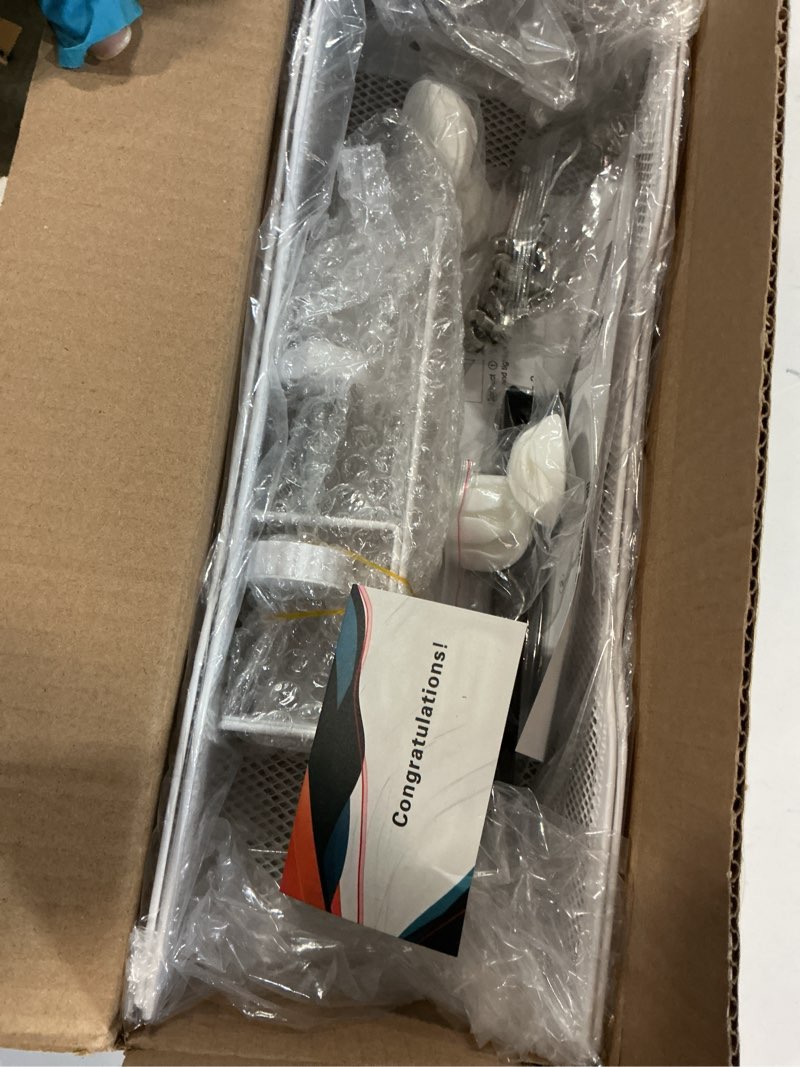 Condition photo showing New/Like New for Cable Management, 25'' Cable Management Under Desk No Drill, Metal Cord Organizer with Clamp for Standing Desk, Cable Organizer for Home Office, White 25'' (1 Pack) White