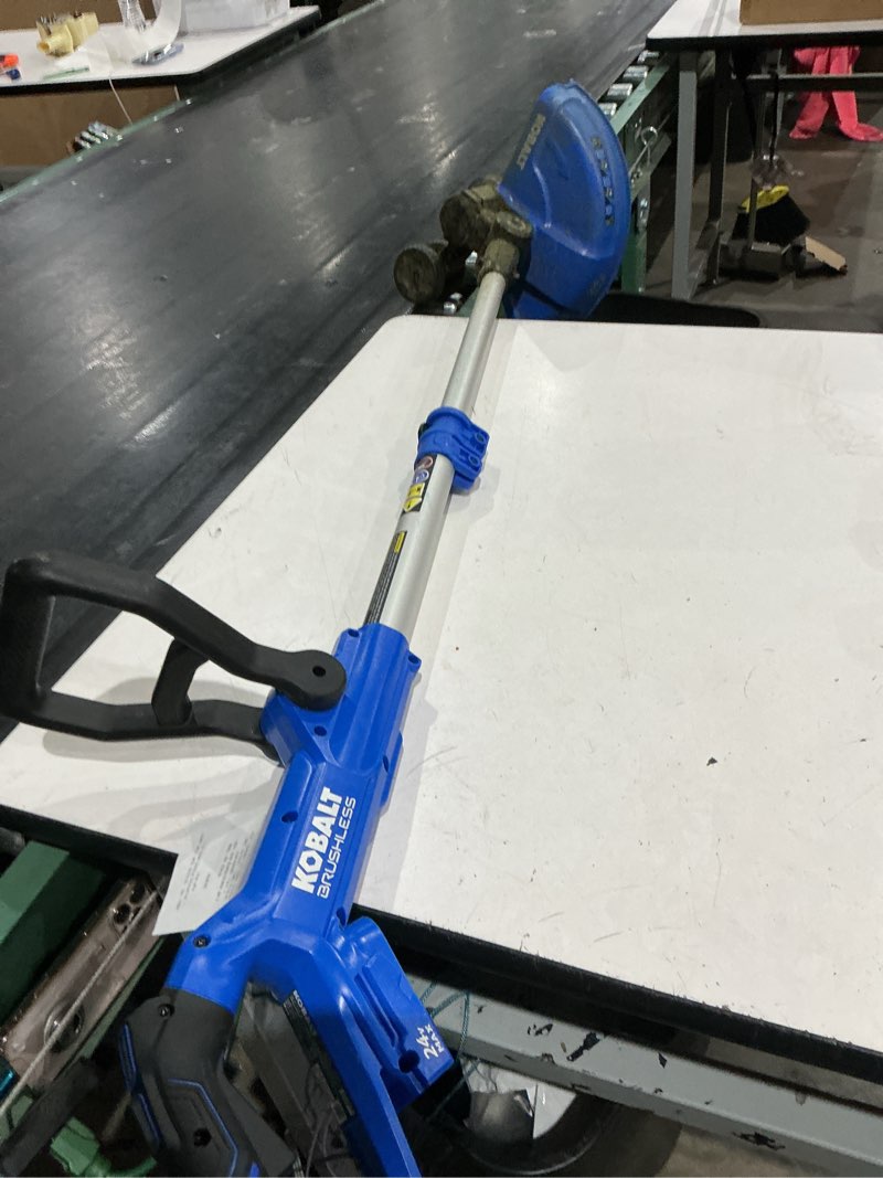 Condition photo showing As Is for kobalt 24-volt cordless battery string trimmer and leaf blower and combo kit 3 ah (battery included)