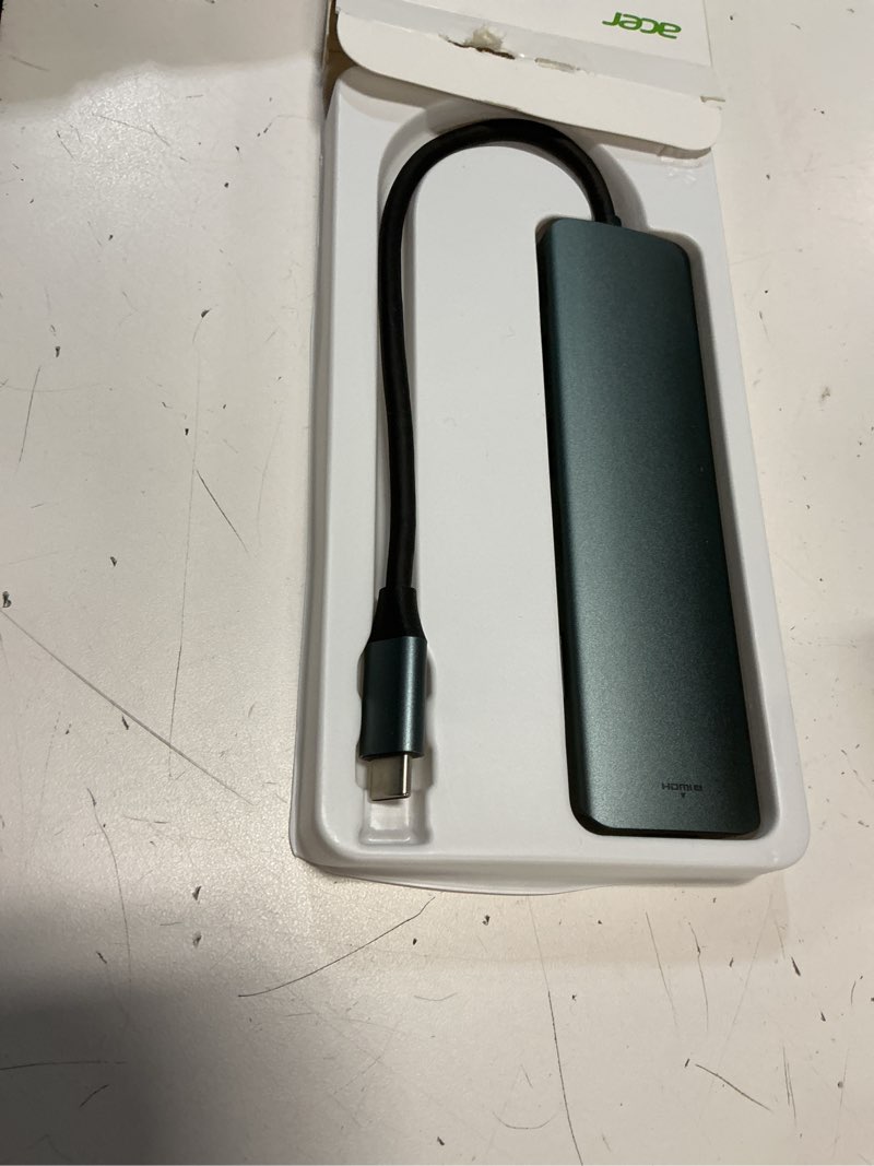 Condition photo showing Good Condition for acer usb c hub, 7 in 1 multi-port adapter for laptop, 4k, hdmi splitter with 2 usb a 3.1 & type-c to hdmi data port, pd 100w charging, sd card reader for computer, desktop, space grey