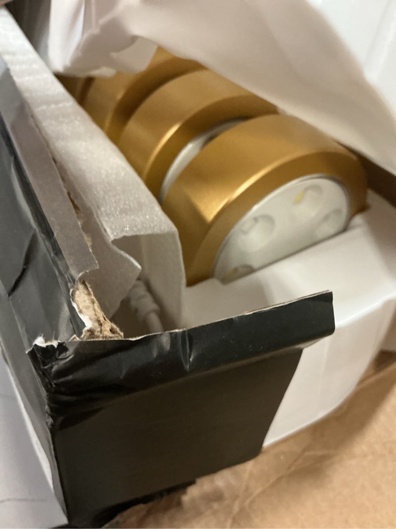 Condition photo showing New/Like New for ezvalo picture lights for wall, rechargeable battery magnetic poster lights with 3 color temps & 12 rgb, remote dimmable timer light, wall decor light for art display (6 pack with charging station) gold 6pack with station