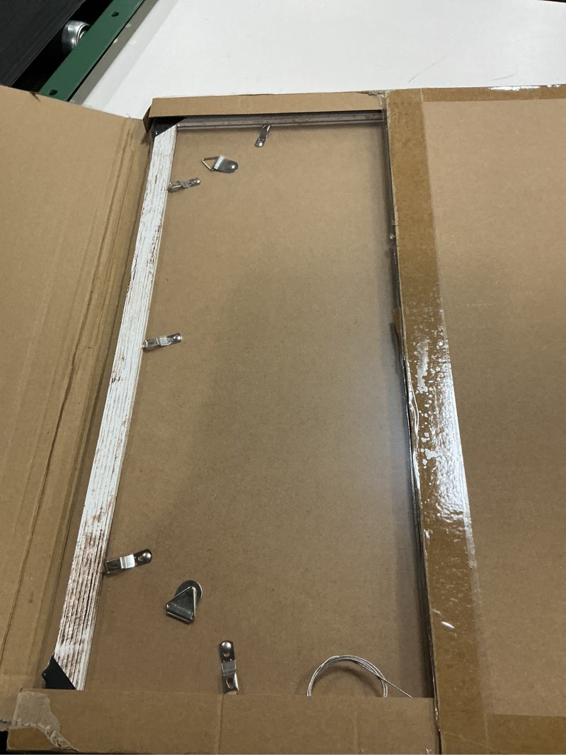 Condition photo showing New/Like New for 16x20 Frame, Distressed White Wood Style - Display Posters 11 x 14 with Mat or 16x20 without Mat, Wall Mounting Horizontal and Vertical, 1 Pack Distressed White 16X20 in