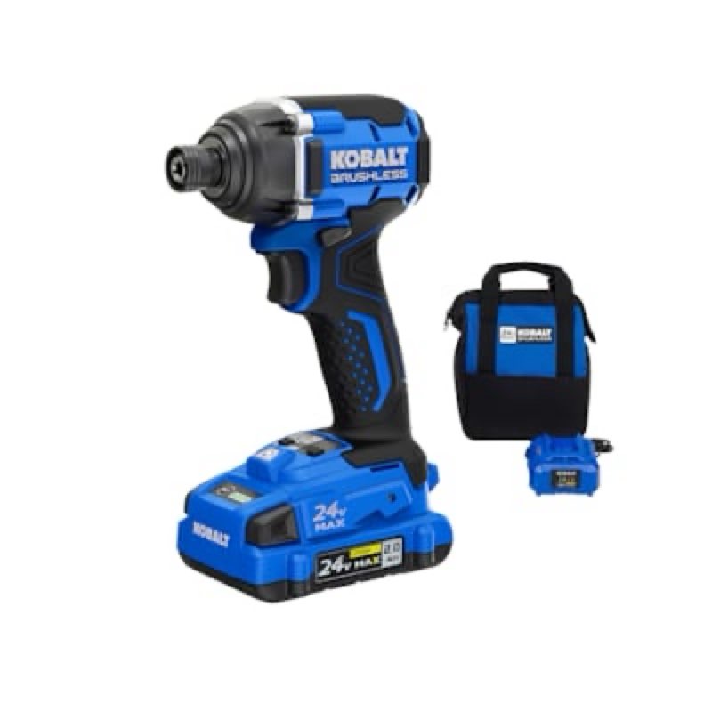 kobalt 24-volt 1/4-in brushless cordless impact driver (battery included and charger