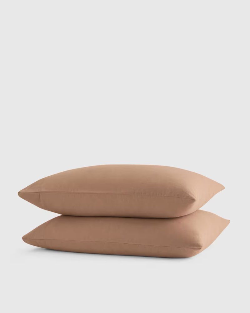 quince standard european linen pillowcase set latte