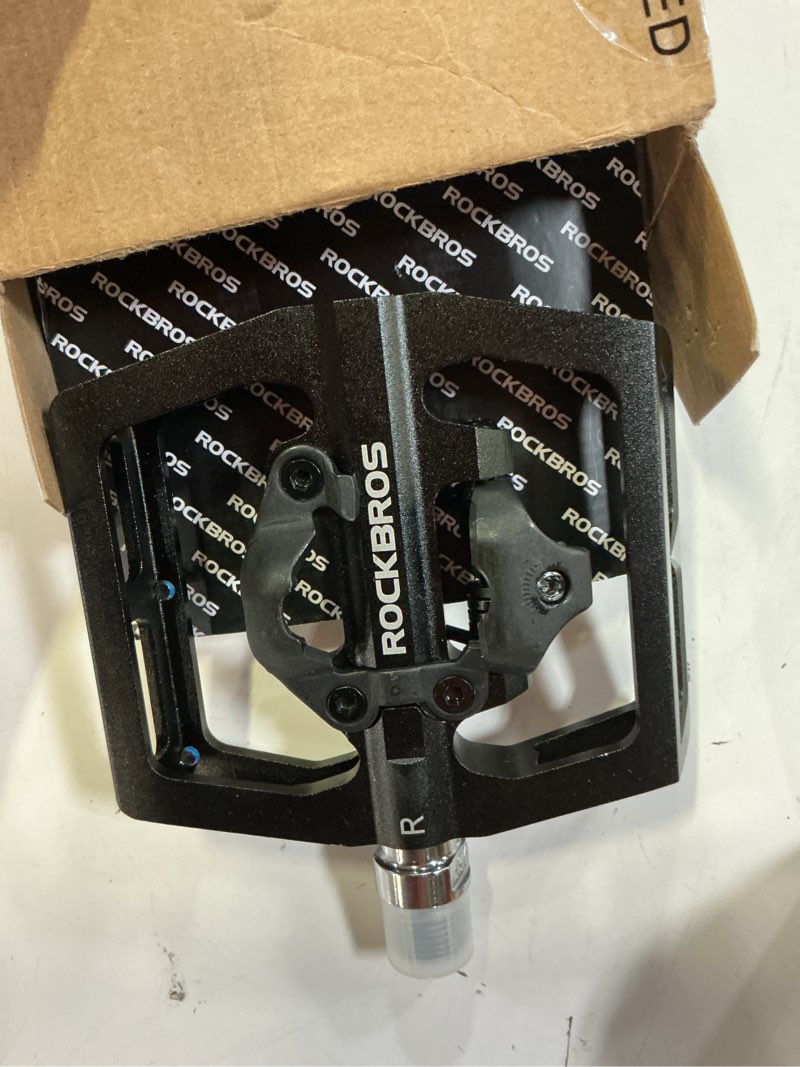 Condition photo showing Good Condition for rockbros mtb mountain bike pedals compatible with spd mountain bike dual function sealed clipless aluminum bicycle flat platform 9/16" pedals with cleats for road, mtb, mountain bikes black