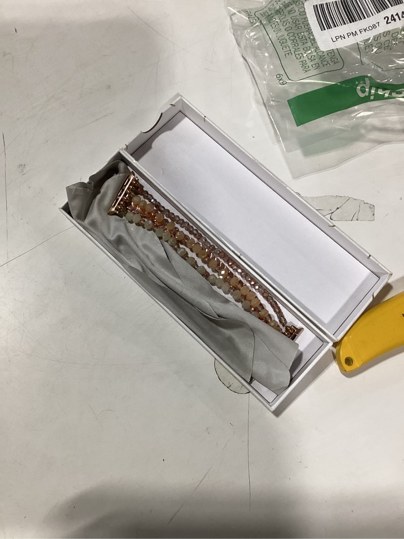 Condition photo showing Good Condition for MOFREE Beaded Bracelet Compatible with Apple Watch Band 38mm/40mm/41mm/42mm, Fashion Elastic Stretch Women Bands for iWatch Series 11/10/9/8/7/SE/6/5/4/3/2/1 iPhone Watch Strap Bands Rose Gold Rose Gold 38mm/40mm/41mm/42mm(series 11/10)-(5.3"-6.2")