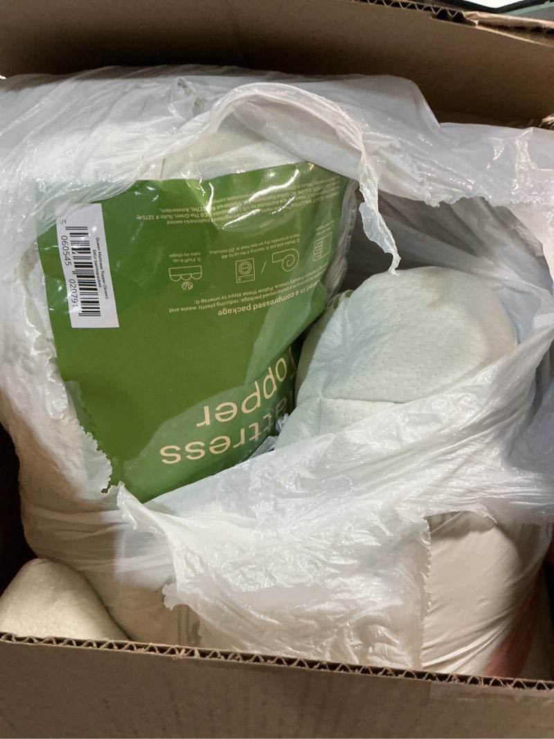 Condition photo showing As Is for Ultra Soft Queen Size Mattress Topper - Viscose Made from Bamboo Pillow Top Mattress Pad for Back Pain Relief - Naturally Cooling for Hot Sleepers, Green Green Queen