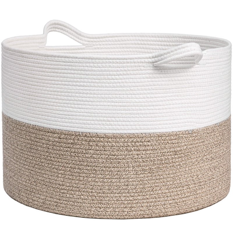 (Similar )Goodpick White & Light Brown small Cotton Rope Basket