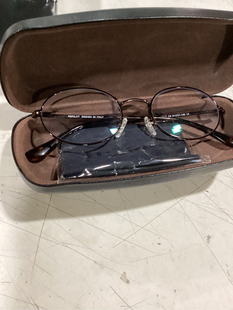 Condition photo showing As Is for oval reading glasses for women men blue light blocking computer thin metal full rim frame readers brown 51 millimeters 0.25 x