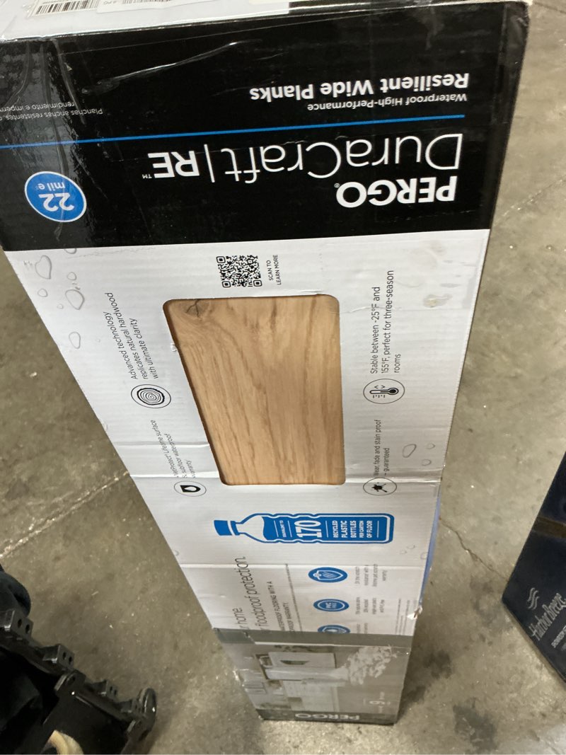 Condition photo showing Good Condition for pergo duracraft re st. clair oak gray wood look 22-mil x 9-in w x 47-in l waterproof and water resistant interlocking luxury vinyl plank flooring ( 17.68-sq ft carton )