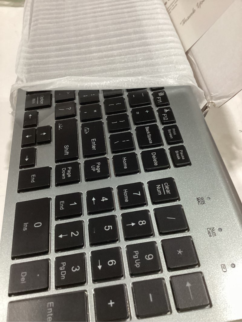 Condition photo showing As Is for wireless keyboard and mouse combo backlit - compact quiet keyboard with rgb mouse, rechargeable, slim, sleep mode, portable cordless keyboard mouse set for mac, windows (space gray) - sablute km61pro