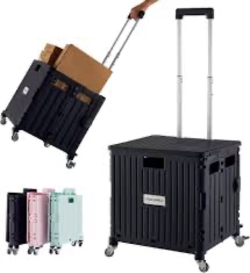 MACOPRO Folding Utility Cart Portable Rolling Crate Handcart Shopping Trolley Collapsible Tool Box, 