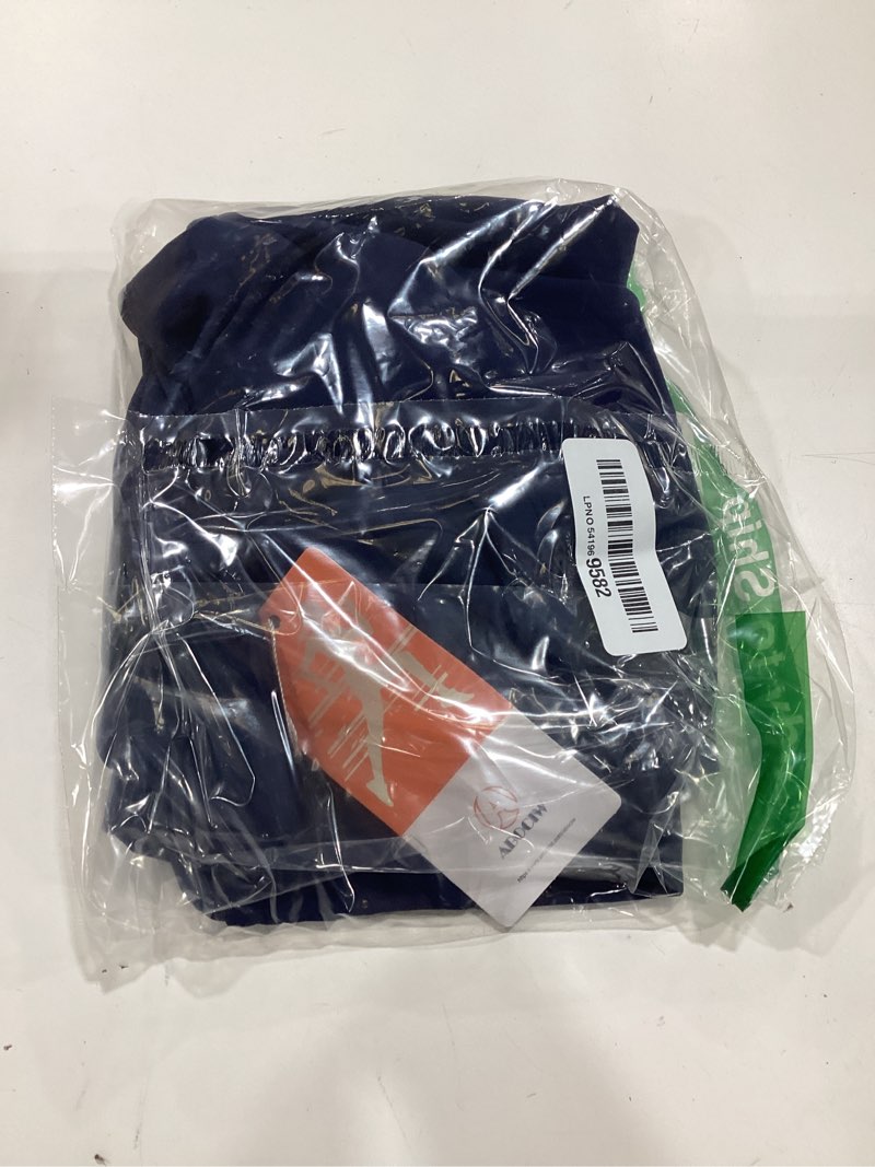 Condition photo showing New/Like New for abociw women twist back workout top with built in bra cap sleeve pilates yoga crop top athletic gym shirt navy medium