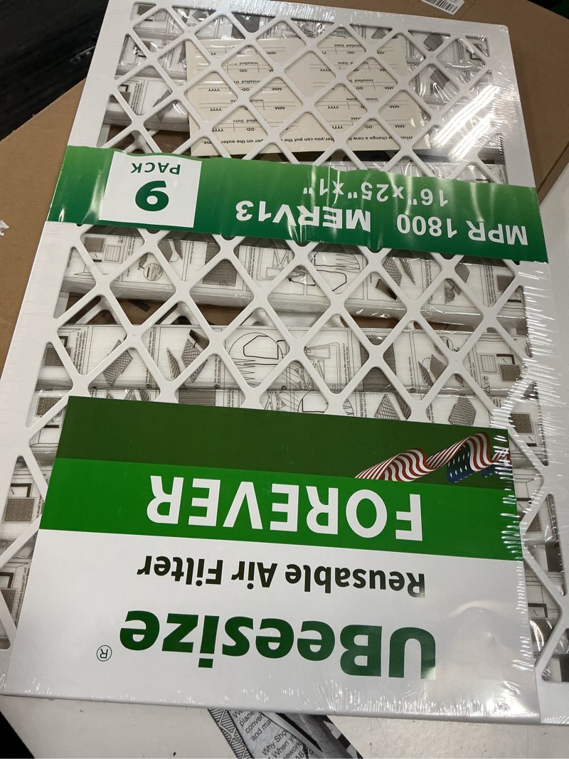 Condition photo showing New/Like New for ubeesize air filter 16x25x1 (9-pack), merv 13 mpr 1800 ac/hvac furnace filters,deep pleated air cleaner (actual size 15.75" x 24.5" x 0.75"),1x reusable abs frame+9 x inner filter,air fresher 16x25x1 1 frame+9 filters merv13 air filter