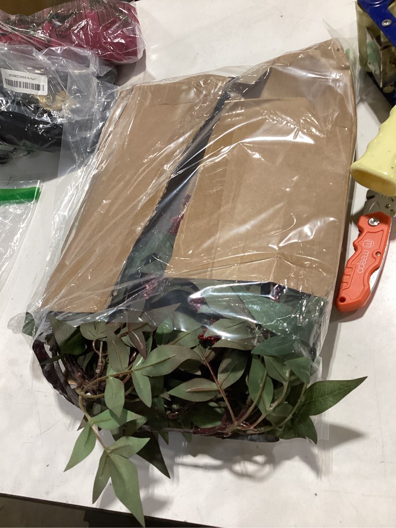 Condition photo showing As Is for zeyune 3 pcs spring red faux berry stem realistic sedum stem spray artificial flowers picks branches fake for wedding holiday seasonal farmhouse mantel harvest diy home decorations(35 inch) 35 inch burgundy 3