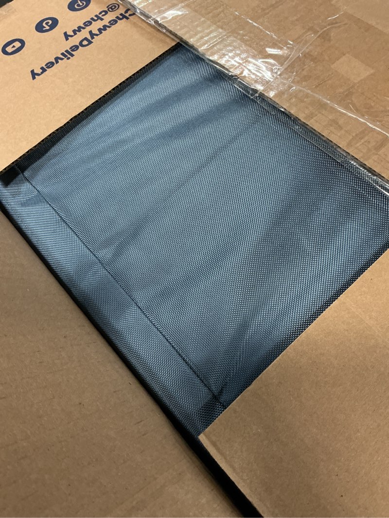 Condition photo showing As Is for large outdoor all weather dog bed, waterproof pet bed for large dogs, orthopedic egg crate foam with washable removable oxford cooling cover, 36x27 inch, blue 36.0"l x 27.0"w x 3.0"th blue