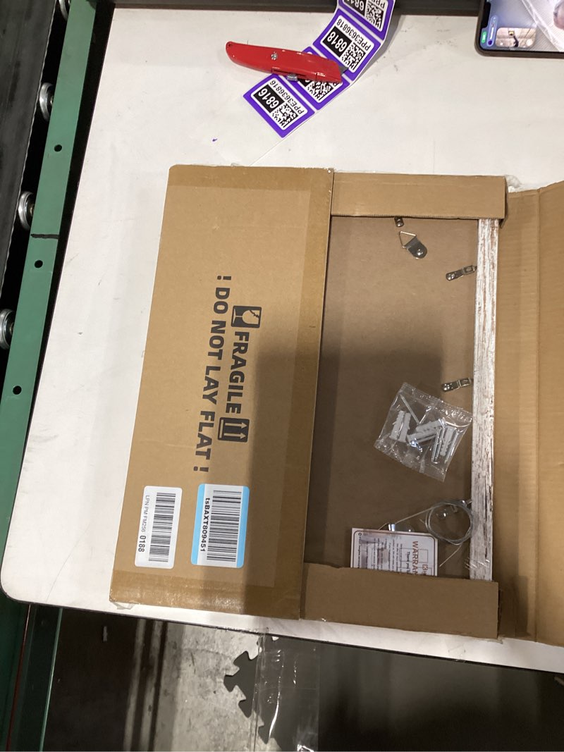 Condition photo showing New/Like New for 12x16 Picture Frame Set of 2, Distressed White Wood Style - Display 12 x 16 Poster without Mat or 11x14 Picture with Mat, Wall Mounting Horizontal and Vertical Distressed White 12x16 in