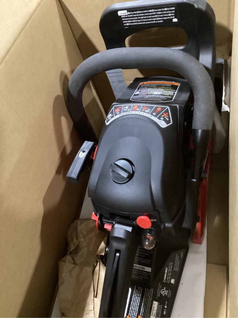 Condition photo showing As Is for 18 in. 42 cc 2-cycle lightweight gas chainsaw with automatic chain oiler