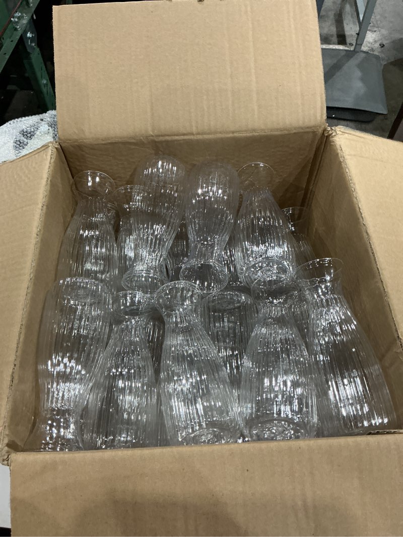 Condition photo showing Good Condition for 50 pcs plastic bud vases in bulk small clear flowers vases for centerpieces wedding decorations home banquet formal dinners party table decor, 2.64 x 6.69 inch