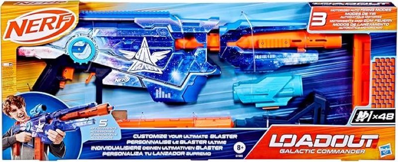 nerf hasbro loadout galactic commander adaptable motorized darts blaster with 48 darts and 3 accessories for boys and girls ages 8