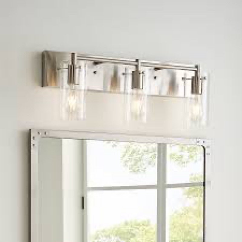 allen + roth yuma 24-in 3-light brushed nickel led, vintage vanity light bar t230332-w3 