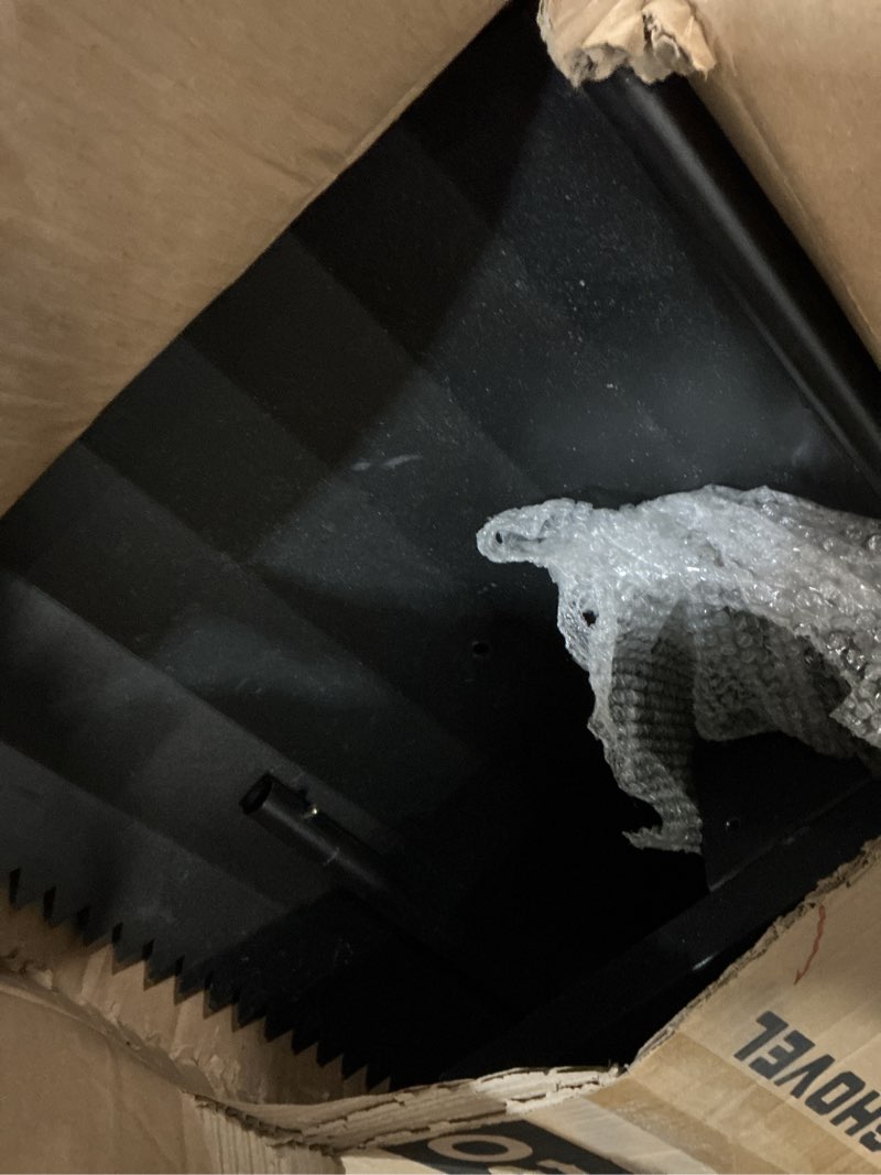 Condition photo showing As Is for Heavy Duty Snow Shovel with Wheels, 29 Inch Ice and Snow Dual Use Snow Shovel for Driveway, Angle Adjustable Blade & Handle Snow Pusher Shovel, Efficient Snow Removal for Driveway