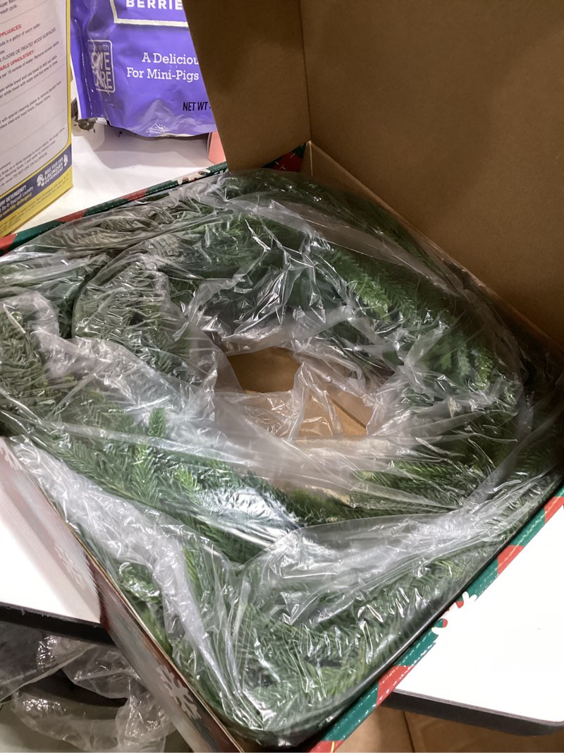 Condition photo showing As Is for Realistic Christmas Garland Pine Garland Real Touch Green Artificial Greenery Garland Artificial Pine Garlands,for Table, Mantle, Wall, Indoor, Outdoor Christmas Decorations-5FT 5 FT