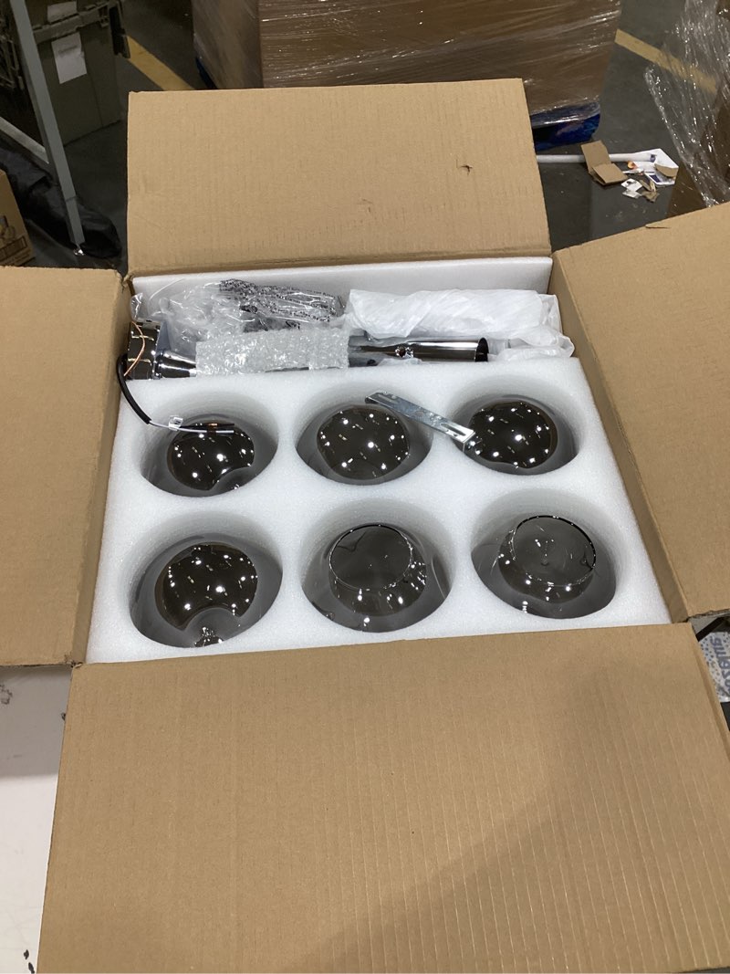 Condition photo showing Good Condition for modern sputnik ceiling lights 6 light semi flush mount ceiling fixture with glass globes chrome chandelier for dining room bedroom living room kitchen farmhouse. silver 6light