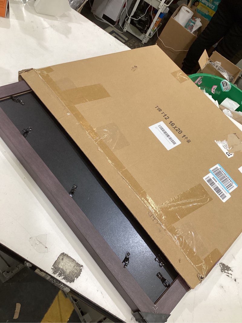 Condition photo showing As Is for 16x20 frames as poster frames, 1.37-in wide mdf frame with plexiglass, 16 x 20 picture frames for wall, walnut brown walnut brown 16x20