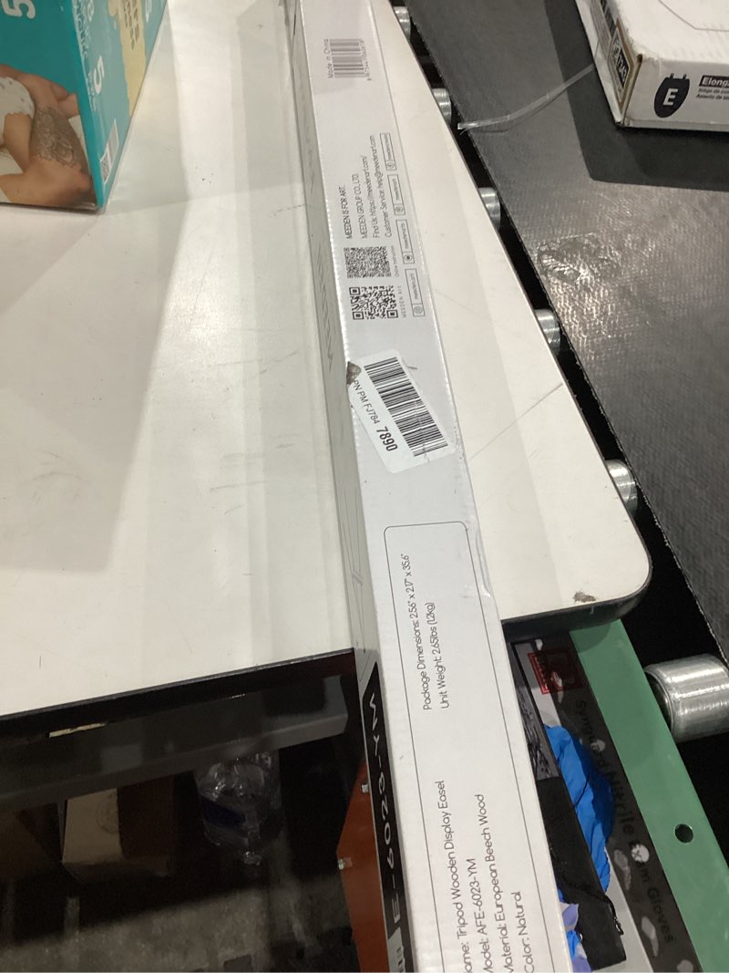 Condition photo showing New/Like New for meeden wood easel stand for display: wooden tripod for poster board - wedding easel standing for welcome sign natural color