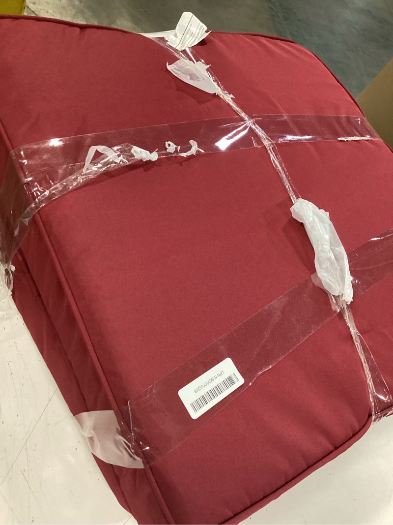 Condition photo showing Good Condition for cozyide 22x22 outdoor cushions for patio furniture, waterproof outdoor chair cushions with non-slip ties and handle, washable deep seat cushions for outdoor furniture with removable cover, burgundy burgundy 22x22x3
