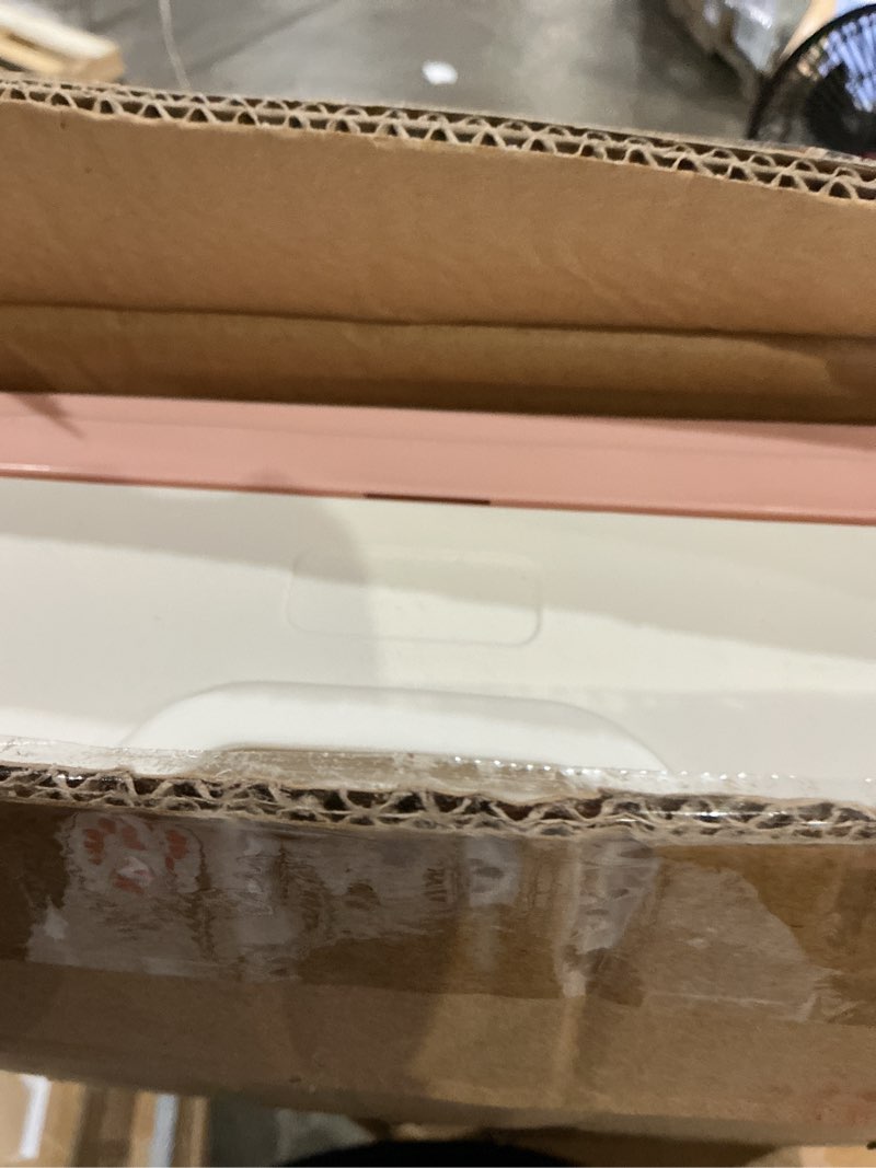 Condition photo showing New/Like New for foldable cat litter box with lid, enclosed potty, large top entry anti-splashing toilet, easy to clean including litter scoop and 2-in-1 cleaning brush (pink) pink large