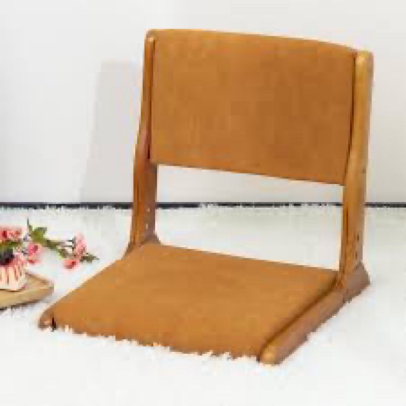 HollyHOME Foldable Tatami Chair, Upholstered Japanese Style Floor Chair, Wood Legless Back Rest Chair with Cushion, Accent Meditation Floor Seat for Bay Window, Living Room, Bedroom, 