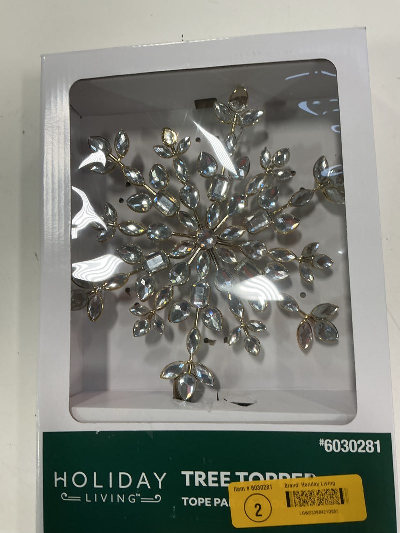 Condition photo showing As Is for Holiday Living 12-in Snowflake multi Christmas Tree Topper