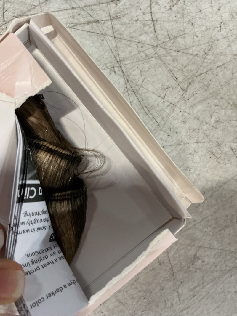 Condition photo showing Good Condition for short clip in hair extensions real remy human hair,s-noilite short hair extensions clip ins,mini clip in extensions for add volume and highlights,5 pieces 36g 10 inch medium brown mixed dark blonde