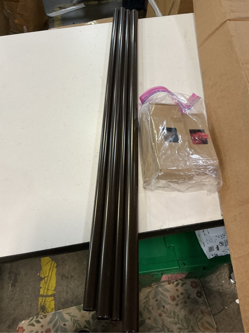Condition photo showing As Is for byondeth curtain rods for windows 16 to 88 inches adjustable length 1 inch diameter window curtain rod with aluminium end cap, antique bronze antique bronze 16" to 88"